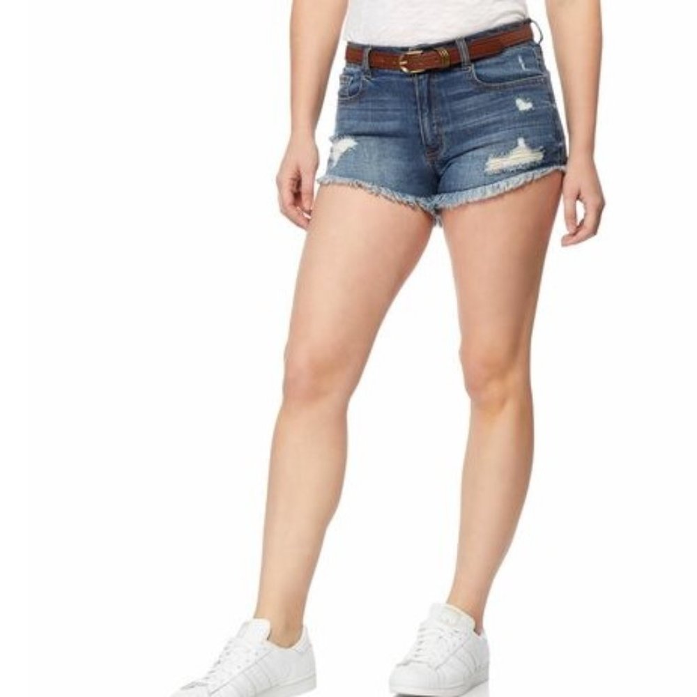 Womens WallFlower Belted Fearless Curvy High-Rise Denim Shorts Size 18W NWT
